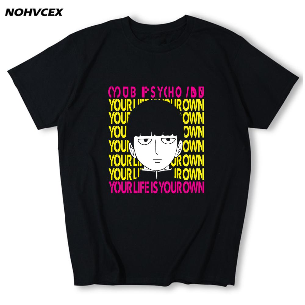 Mob Psycho 100 Black Funny T Shirt Men Cotton Casual Tee Homme Summer M