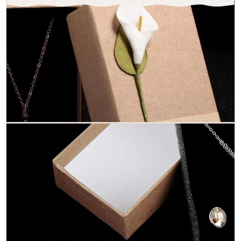 2Pcs Beautiful Sticky Flowers Kraft Paper Packaging Pendant Jewelry World Cover Gift Boxes
