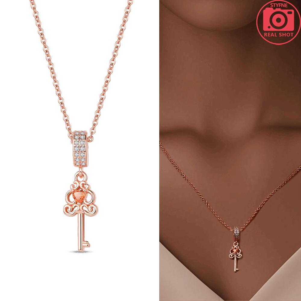 Copper Necklaces Authentic Rose Gold Plated Pink Zirconium Cupid Necklaces Cross Firefly Womens Jewellery Accessory Fine Gift