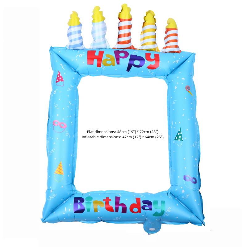 1/3/5Pcs Portable Birthday Photo Frame Foil Balloon for Birthday Party Favor Gift Home Gathering Photo Prop Decor
