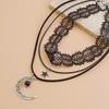 Gothic Lolita Lace Necklace Female Halloween Crescent Pendant Multi-Layer Flannel Clavicle Necklace