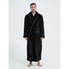 Men's Shawl Collar Robes Full Length Fleece Plush Bathrobes Soft Spa House Coat with Pockets Fluffy Spa Robes Winter Warm Flannel Long Robe for Men