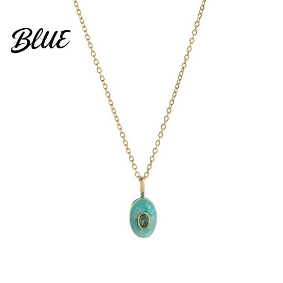 Charming Necklace Stone Pendant Necklace Oval or Hexagonal Charm Geometric