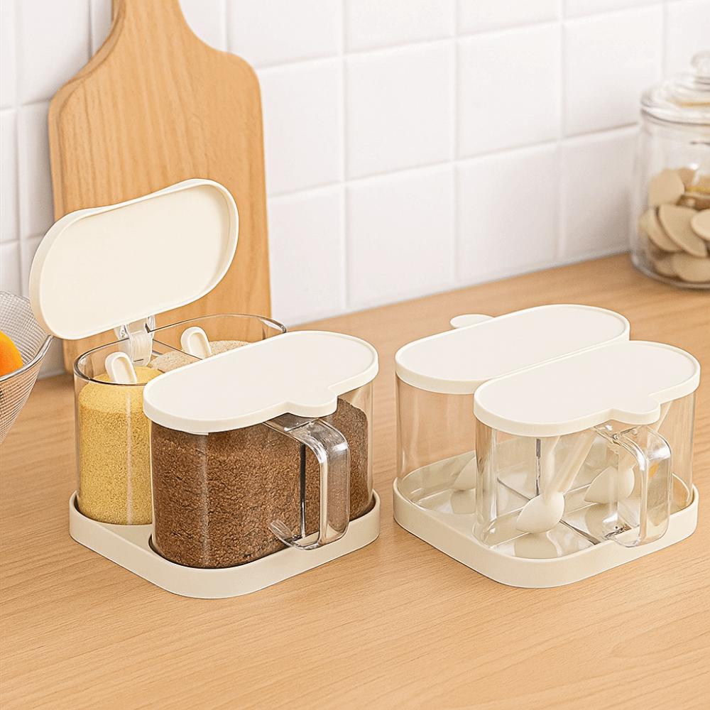 Sealed Rotatable Seasoning Box Plastic Sugar and Salt Container  Kitchen