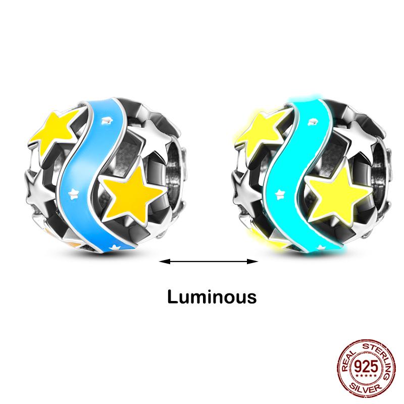 silver-plated Glow in the dark Firefly Honeybee Star Charms Beads Fit Qikaola Original Bracelets Fine DIY Jewelry Gift