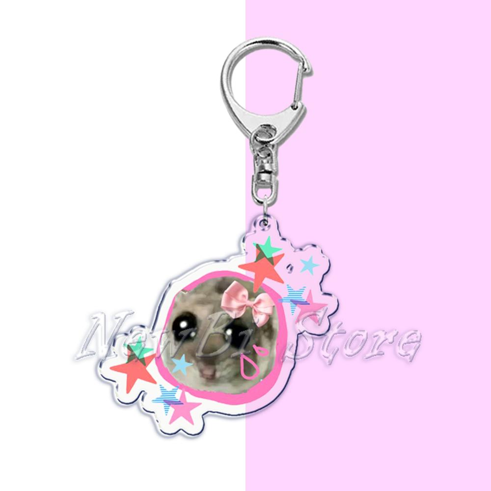 Fun Meme Im Just A Girl Sad Hamster Key Chain Keychains Ring for Accessories Bag Funny Pendant Keyring Jewelry Fans Gifts