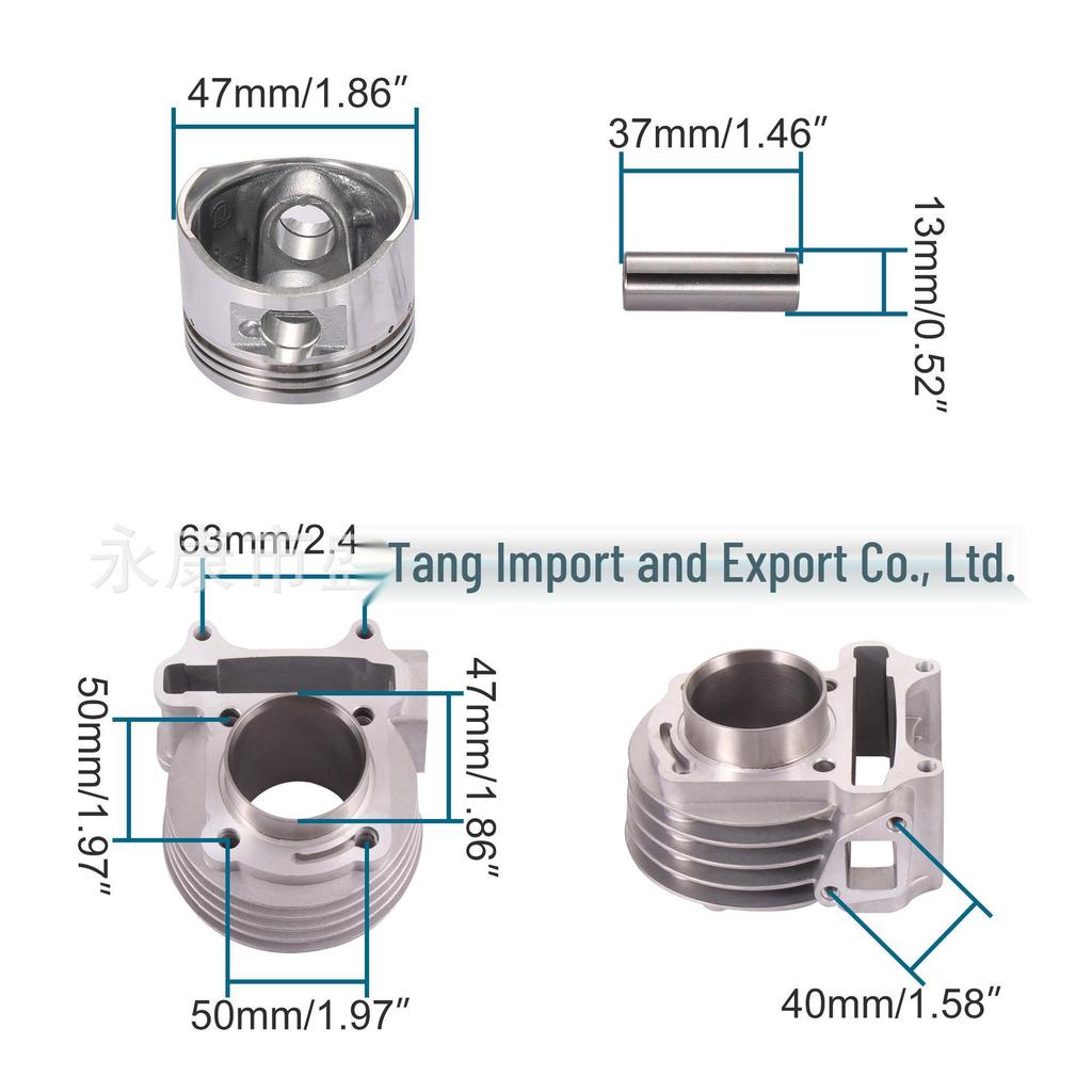 GOOFIT 47mm Large Bore Cylinder Kit Head for 80cc GY6 139QMB ATV Go-kart
