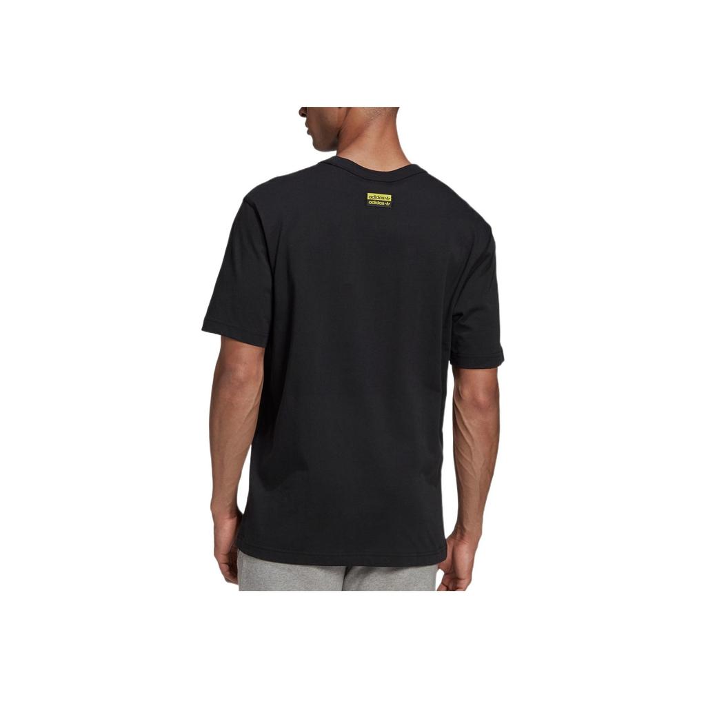 Adidas Originals Trefoil Tiger Print Round Neck Pullover Short Sleeve T-Shirt Men Tops Black GD9325