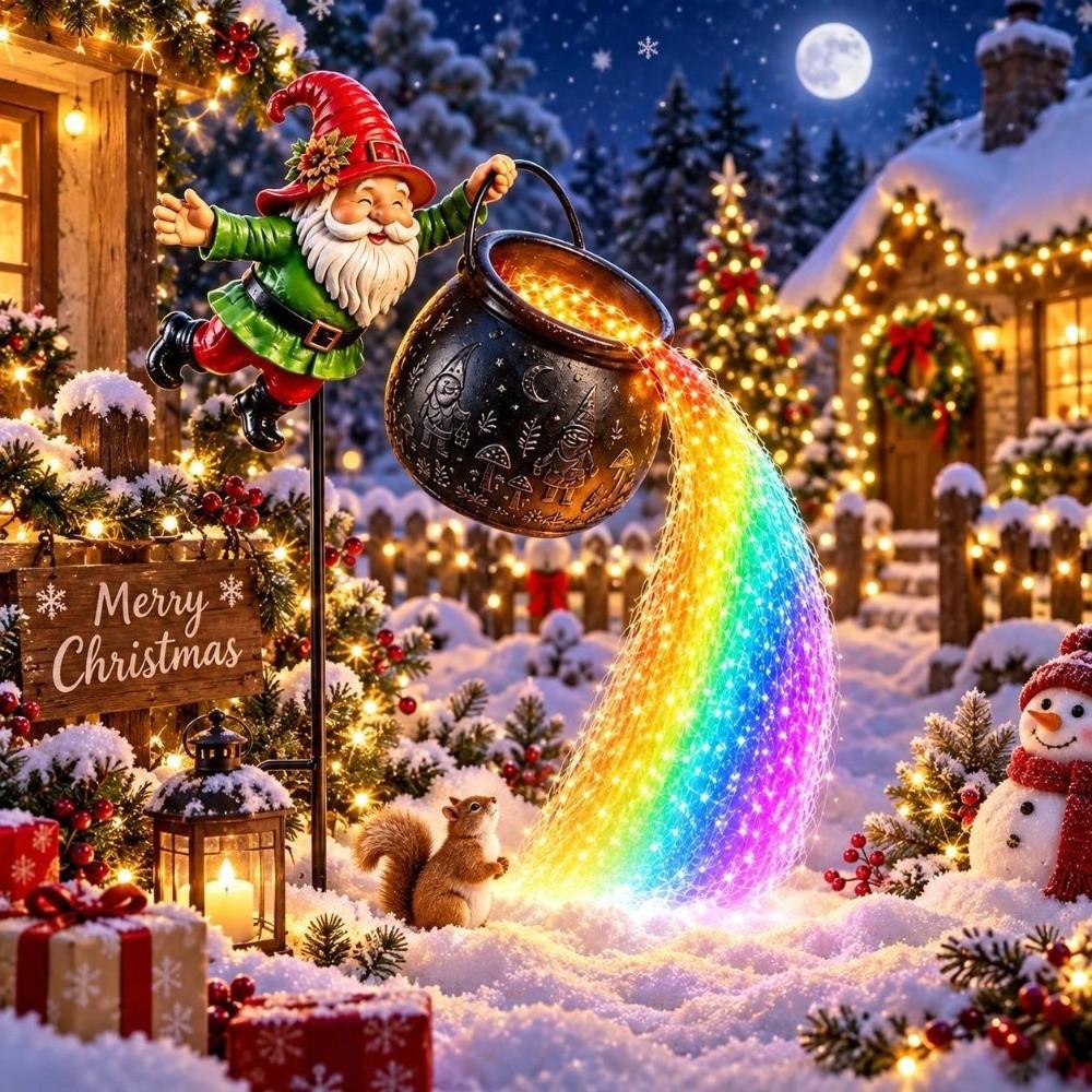 Flowing String Christmas Cauldron Garden Light Ground Insert Santa Claus Light Yard Patio