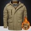 Vêtement d'extérieur épais et chaud militaire Grande taille 6XL Multi-poches Veste d'hiver pour homme Doublure polaire Parka d'extérieur Manteau Coupe-vent à capuche