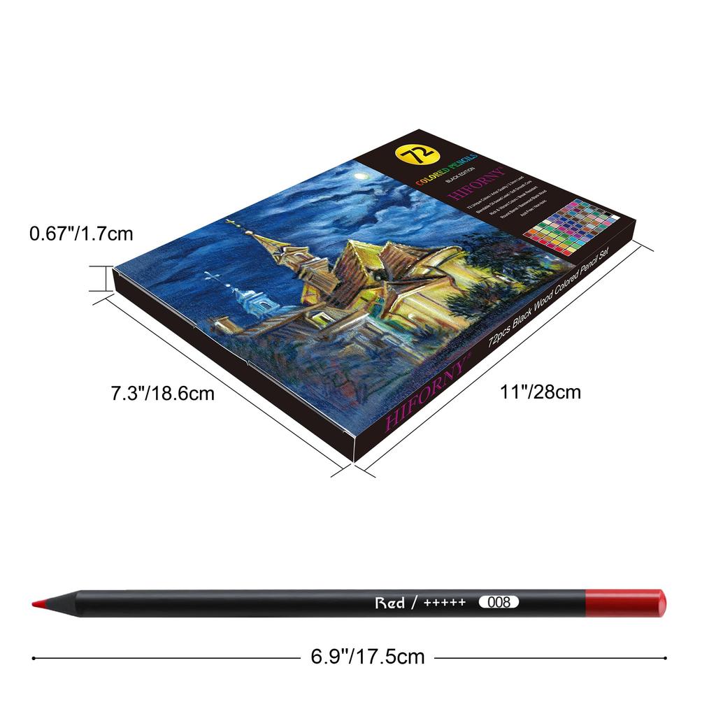 HIFORNY Premium Black Edition Colored Pencils for Adult 72 Smooth for and Art Suitable for Adults and Beginners Coloring, Pigment, Softcore, Artists,