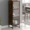 Highboard with Glass Doors Smoked Oak 35x37x120 Cm