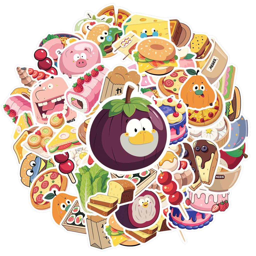 35pcs-50pcs Cartoon Cartoon Stickers Playful Dessert DIY Stickers Funny Stickers For DIY Phone Laptop Scrapbook Bike DIY Phone