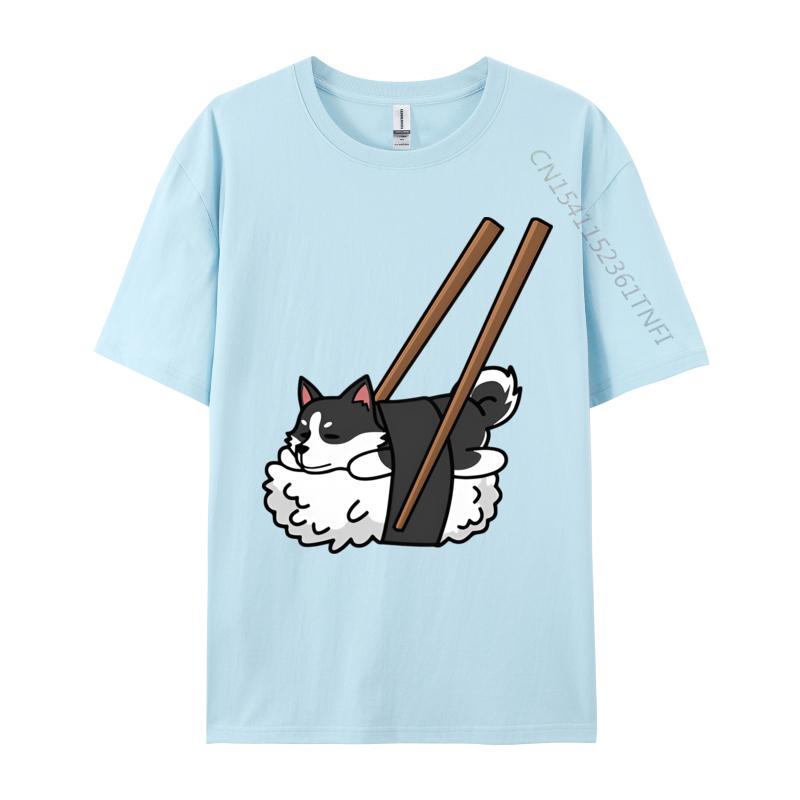 Comics Tees Cotton Men T Shirts Funny Sushi Siberian Husky Tshirt Vintage Tshirt Fashion T Shirt Men