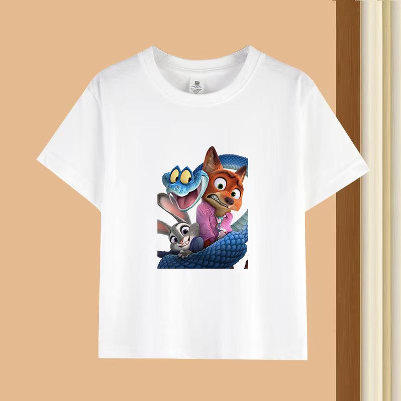 Dětské tričko s krátkým rukávem a kulatým výstřihem - 230g čistá bavlna s potiskem zvířat