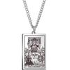 Tarot Stainless Steel Necklace Men'S Hip Hop Personality Retro Square Pendant Sweater Necklace