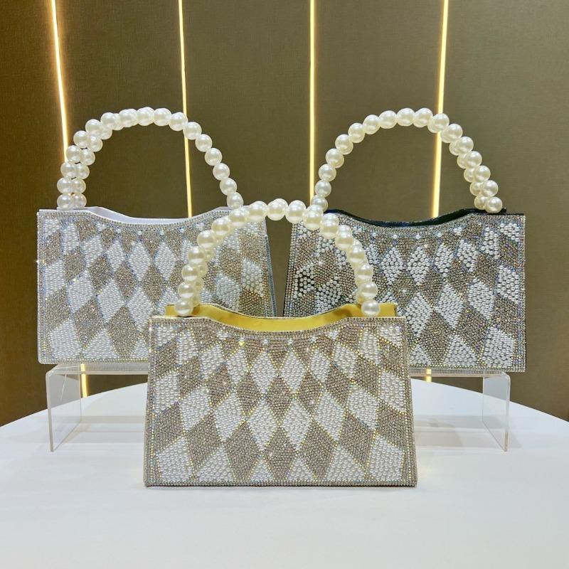 Elegant Dinner Bag, Banquet Beaded Handbag, Diamond-encrusted Hand-held Bag, Pearl Crossbody Women's Bag