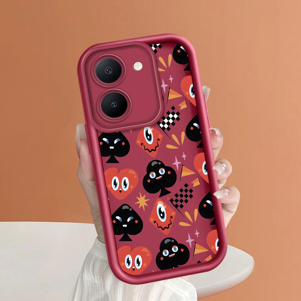 Soft Silicone Square Ladders Cartoon Pattern Full Cover Camera Protection Shockproof Case for iPhone Infinix Tecno Vivo