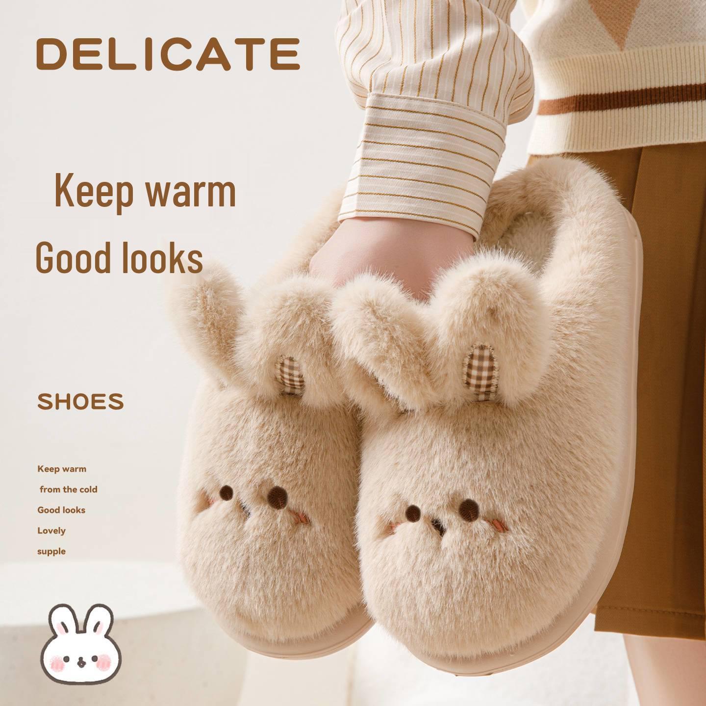 2025 Women s Cute Plush Winter Slippers: Warm, Non-slip, Thick Sole 36/37 хаки