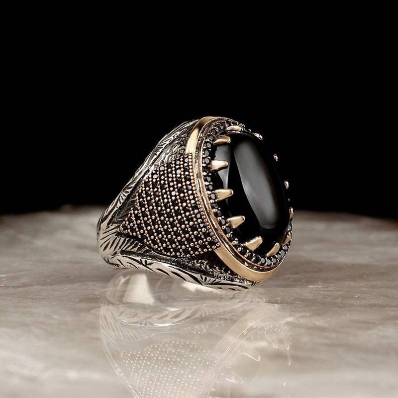 2023 New Zinc Alloy Ring For Men Fashion Trend Blue Zircon Finger Ring Male Party Jewelry