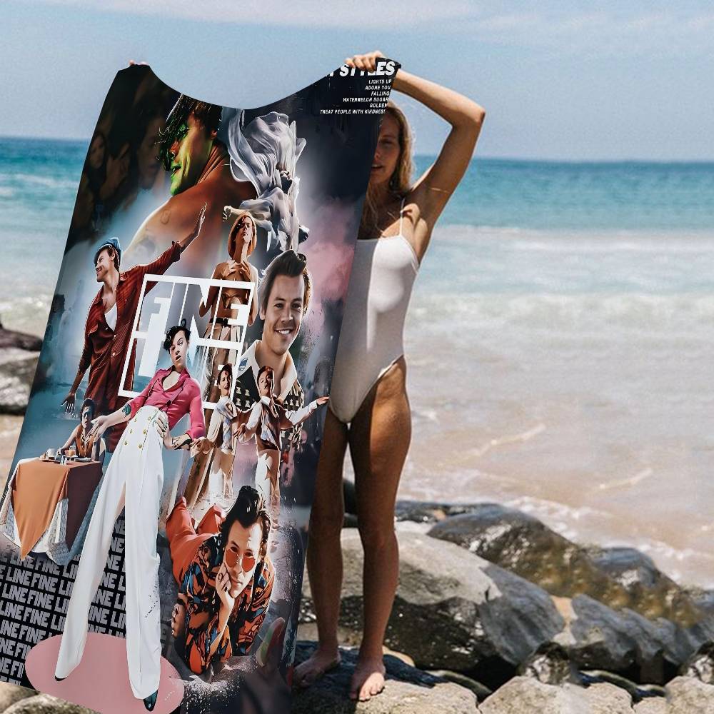 Famous Pop Singer Harris_Styles Black Microfiber Beach Towel Absorbent Quick dry Soft Swimming Resort Mountain Climbing Towel