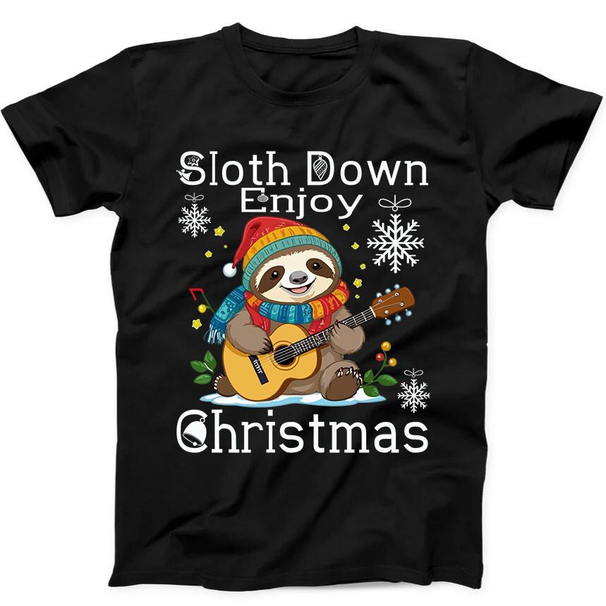 

Sloth Down Enjoy Christmas Best Seller Funny Gift Tee Black T Shirt 153 2XL