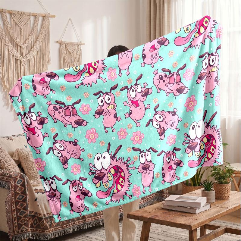 Warm Flannel BlanketCourage the Cowardly Dog Soft Cozy Throw Blanket for Bedroom Couch