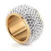 Fashionable Stainless Steel Ring: 7 Rows of 14MM Rhinestone Inlay for Women