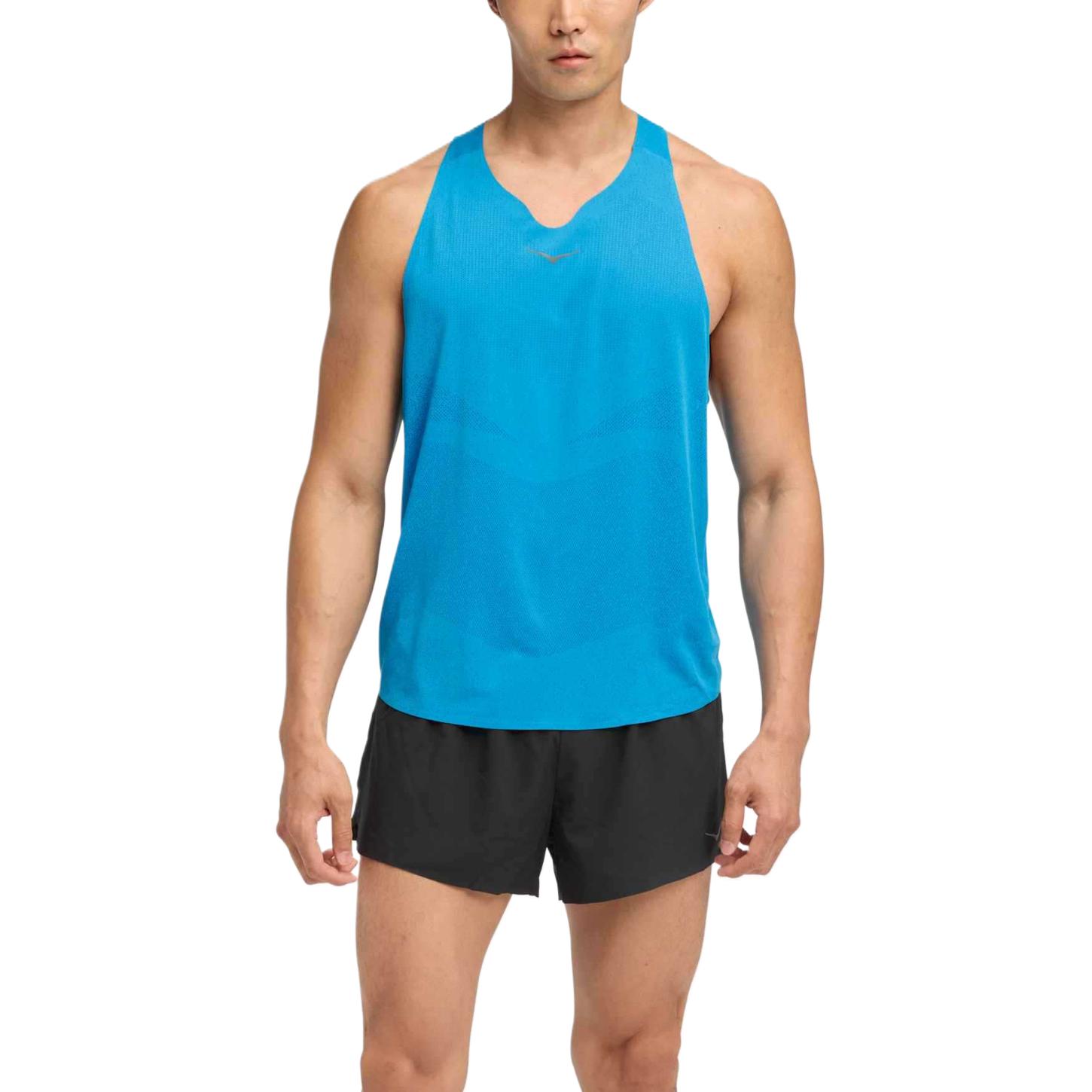 Мужские майки HOKA ONE ONE Синие V-образный вырез Умеренный Racerback 1164154-HKB XL