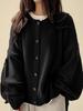 Vintage Solid Color Button Sweater Cardigan, Autumn and Winter Fashionable and Elegant Commuter Loose Knit Sweater for Women