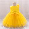 Toddler 3D Flower Girls Party Dresses Christmas Costume Red Wedding Ball Gown Tulle Bow 1st Birthday Princess Prom Girl Clothing