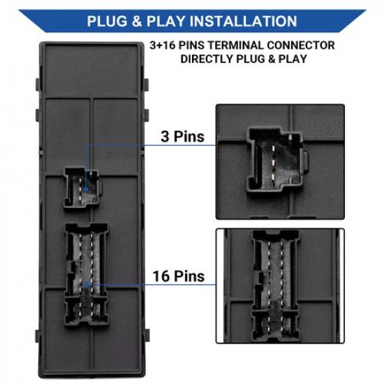 Master Window Switch Control Button for 2014-2017 Nissan Rogue Altima 254013TA5A