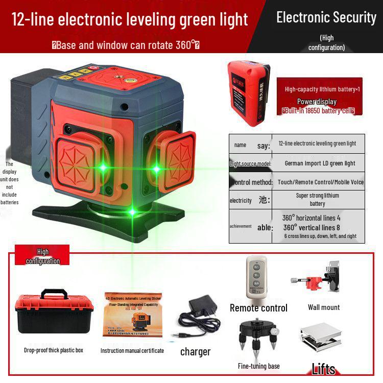 Anping Super Bright Infrared Green Laser Level: High Precision, Automatic Leveling with 8/12/16 Lines