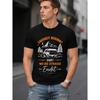 Men's Black Short Sleeve T-Shirt with German Camper Van Mountain Graphic, Crew Neck, Soft Cotton Feel, Outdoor Adventure Style for Casual Wear