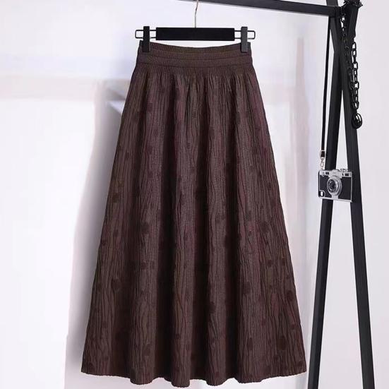 Dámská pletená sukně s vysokým pasem, áčkového střihu, s velkým lemem, midi délky, jednobarevná, podzimní zimní plisovaná sukně pro každodenní nošení