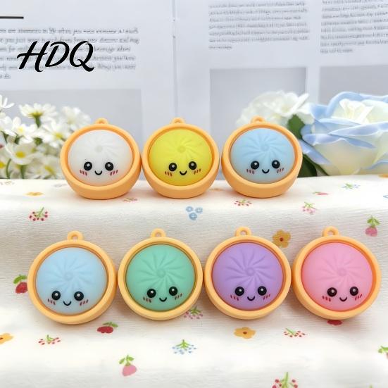 Calming Tactile Keychain Stress Relief Keychain with Steamed Bun Pendant Fidget Clicker Commute Feedback