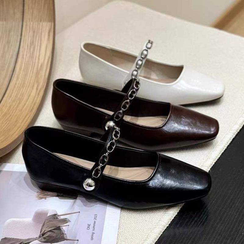 Soft Sole Heel Square Head with Mary Jane Shoes Women's Evening New Single Shoes Low Skirt Autumn Retro Small Gentle Wind