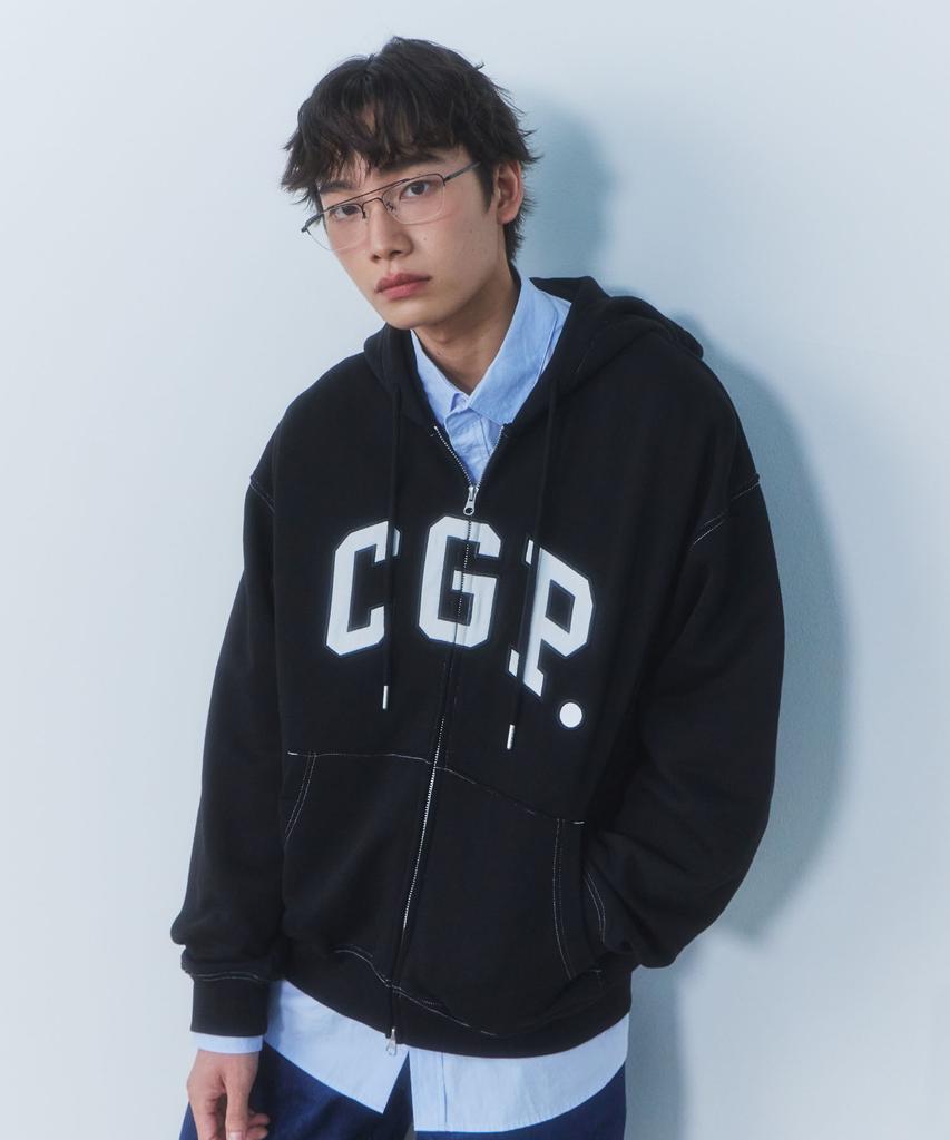 Cgp Arch Logo Zip-Up Hoodie - Black