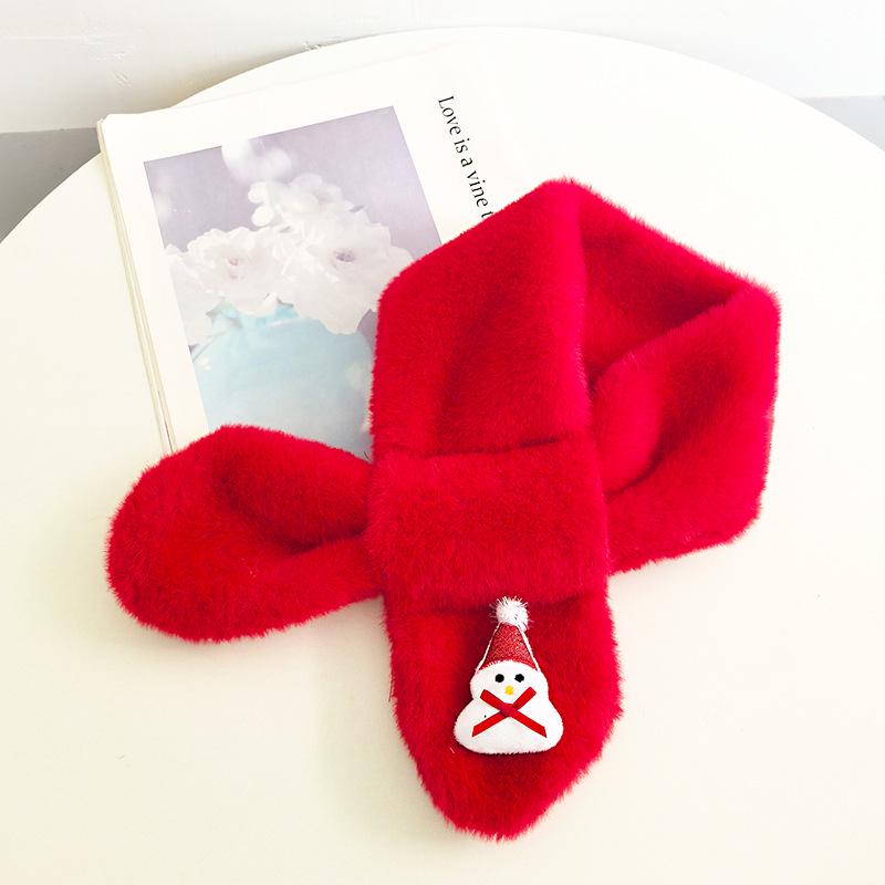 

Korean Style Christmas Plush Scarf for Kids, Ages 1-6 – Warm & Trendy Cartoon Design for Boys & Girls