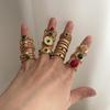 Vintage Multi-Layer Design Ring Light Luxury Niche Design Opening Adjustable Oval Statement Ring Finger Ring