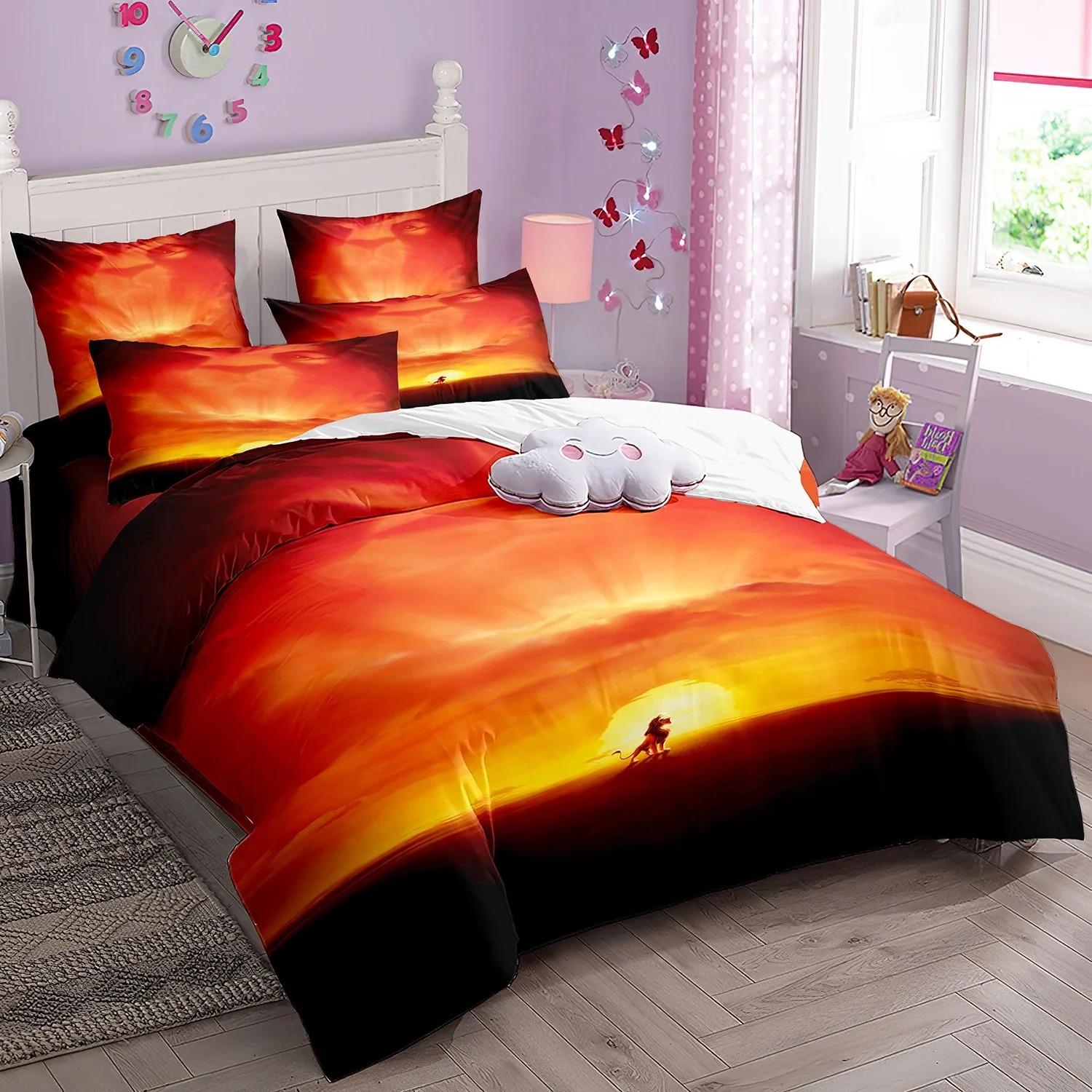 

Animation Lion Simba Duvet Cover for childrenThe Lion King Bedding SetTeen Boy Single Twin Size Bed Sets Bedspreads Gift US Full(200*230cm)3pcs