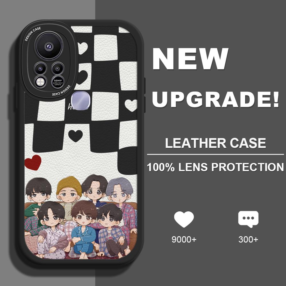 

Тонкий кожаный чехол с мультяшным узором, мягкий силиконовый чехол из искусственной кожи для iPhone Samsung Huawei Honor Xiaomi Redmi OPPO Realme Vivo Vivo Y91C/Y1S чёрный