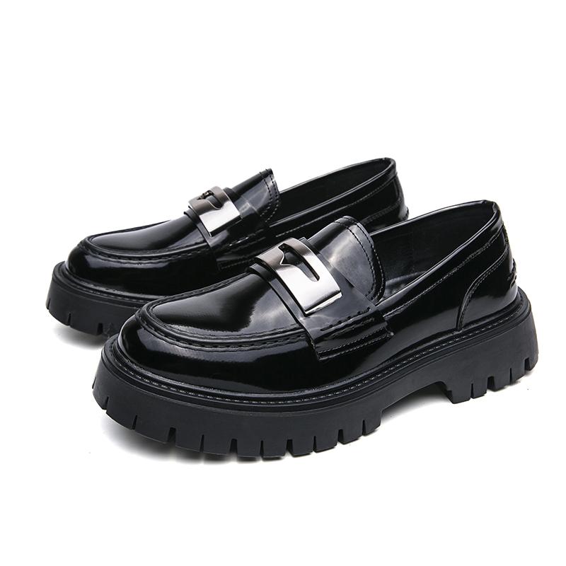 Men Creepers  Loafer Dress Elevator Shoes Height Increase Classic Green Patent Leather Thick Sole Platform Shoes Plus Size