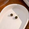 Simple Autumn And Winter Maillard Tiger'S Eye Stone Stud Earrings, Temperament Earrings   High-End Earrings Women