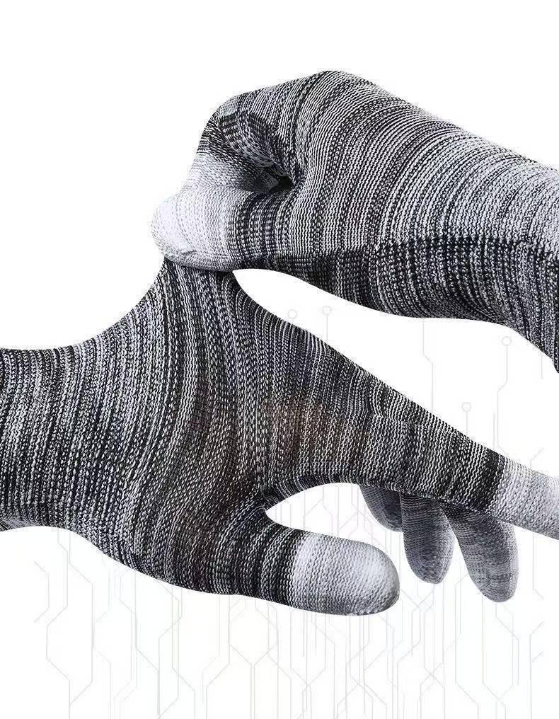 Breathable Anti-Slip PU Coated Nylon Finger Gloves: Wear-Resistant, Anti-Static Protection for Men and Women
