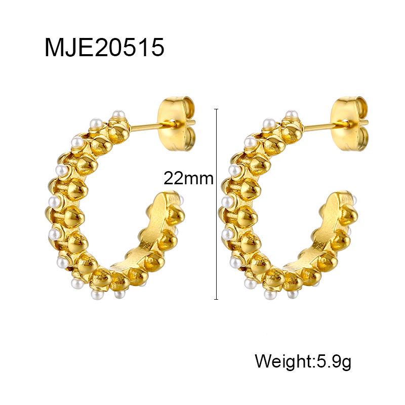 

Высококлассные серьги-кольца с жемчугом: Женская роскошная мода из нержавеющей стали тренд 18K золотой