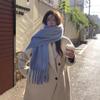 Winter Macaron Thickened Mohair Large Scarf Warm Face Cover Windproof Cold Resistant Plush Shawl Solid Color Scarf