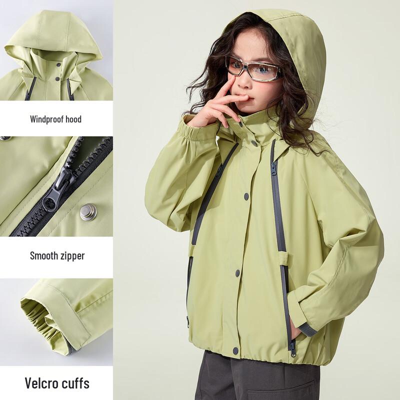 Girl s Hooded Windproof Softshell Jacket 160