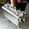 Valiză de cabină din aliaj aluminiu-magneziu, geantă de călătorie unisex cu troler, valiză de călătorie complet metalică, design durabil și elegant