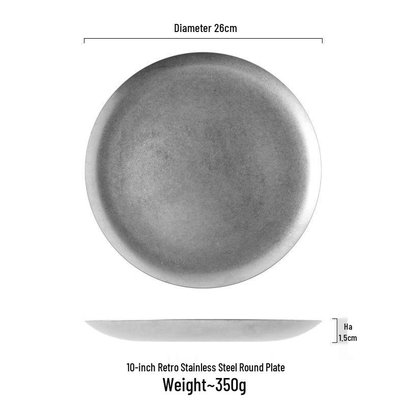 Industrial Retro Stainless Steel Outdoor & Dinner Plates - Creative Tableware for Camping and Desserts